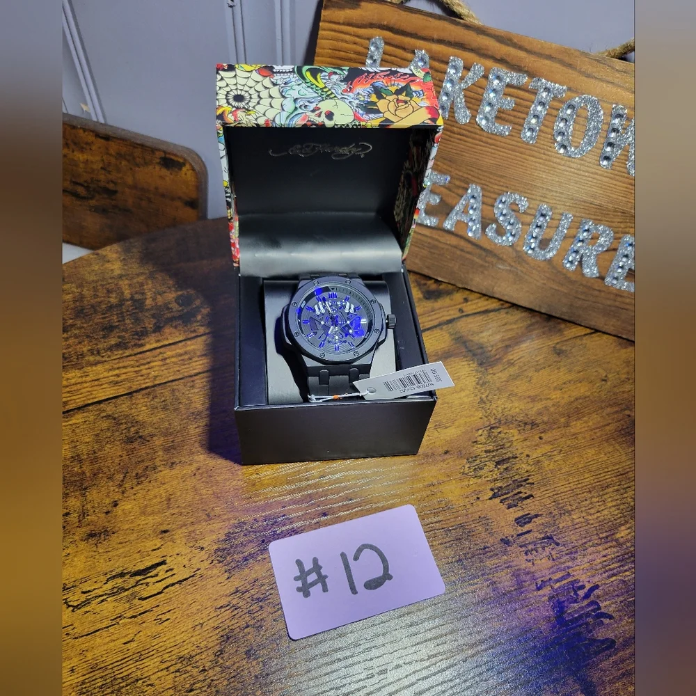 Ed Hardy mens Black Gray Watch